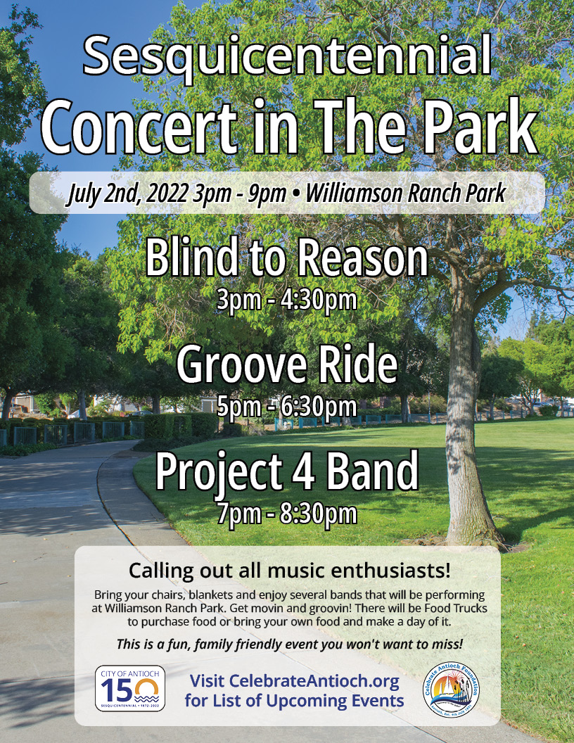 a flier for the Music in the Park event